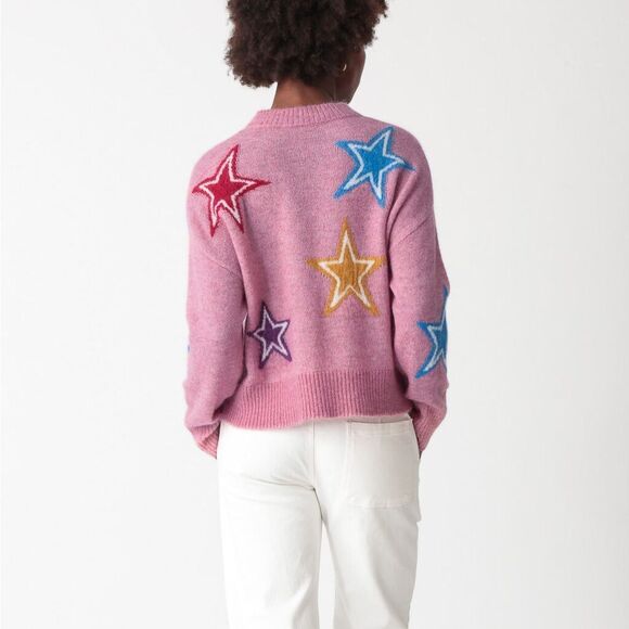 Electric & Rose Pink Mohair Wool Blend Sweater with Stars Anthropologie Medium - Picture 4 of 11